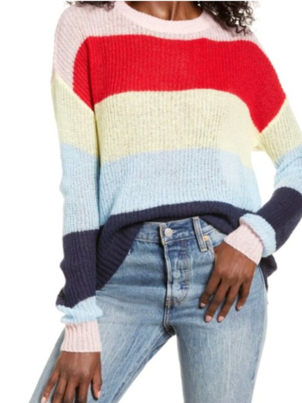 Bloomingdales Hiatus Rainbow Striped Light Sweater Size Medium